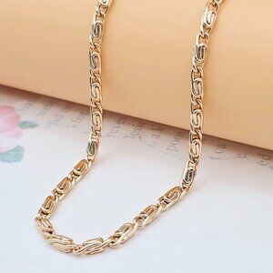 Elegant Rose Gold Plated Necklace with Textured Link Chain - 18"", XPNL0049